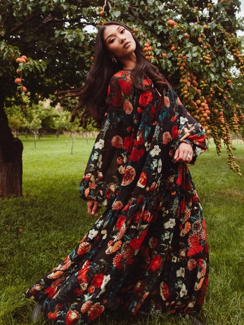 NWT Ivy City Co Imogen Moody Floral Long Sleeve Maxi Dress S
